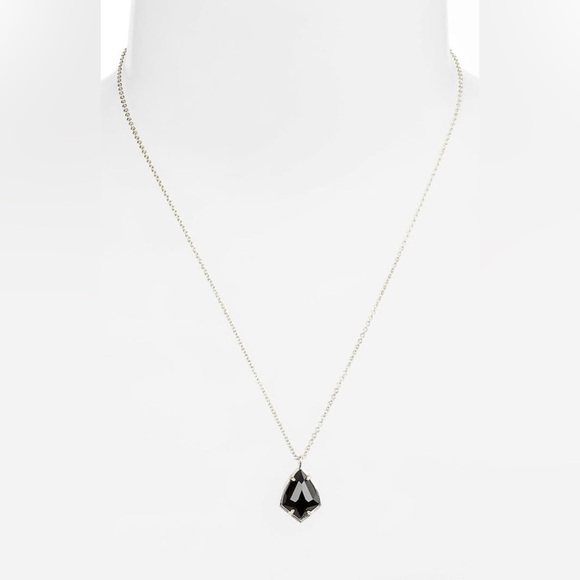 Kendra Scott Cory Semiprecious Stone Pendant Necklace - Black/Silver Tone - NWT - Picture 1 of 7